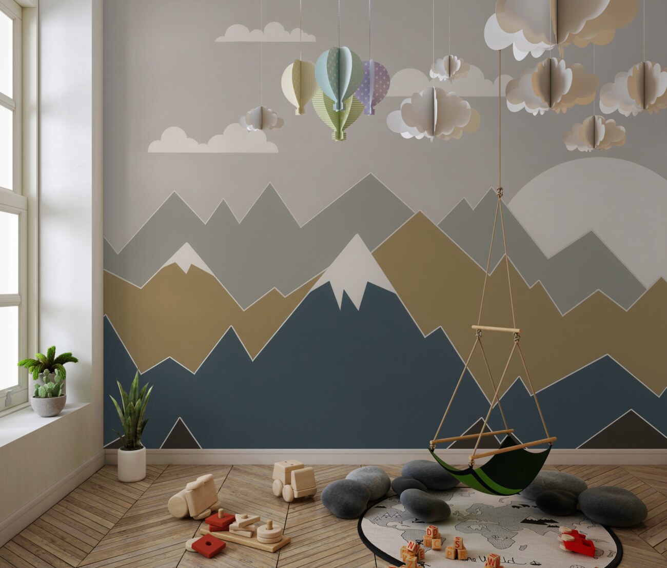 Fototapeta Sylwetki gór i chmur