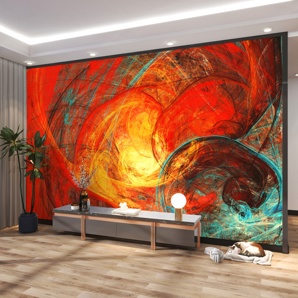 Fototapeta świecące fraktale farby ze złotym środkiem