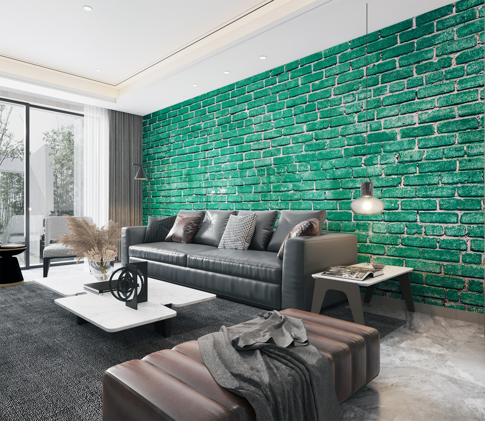 Fototapeta turkusowy mur z cegły