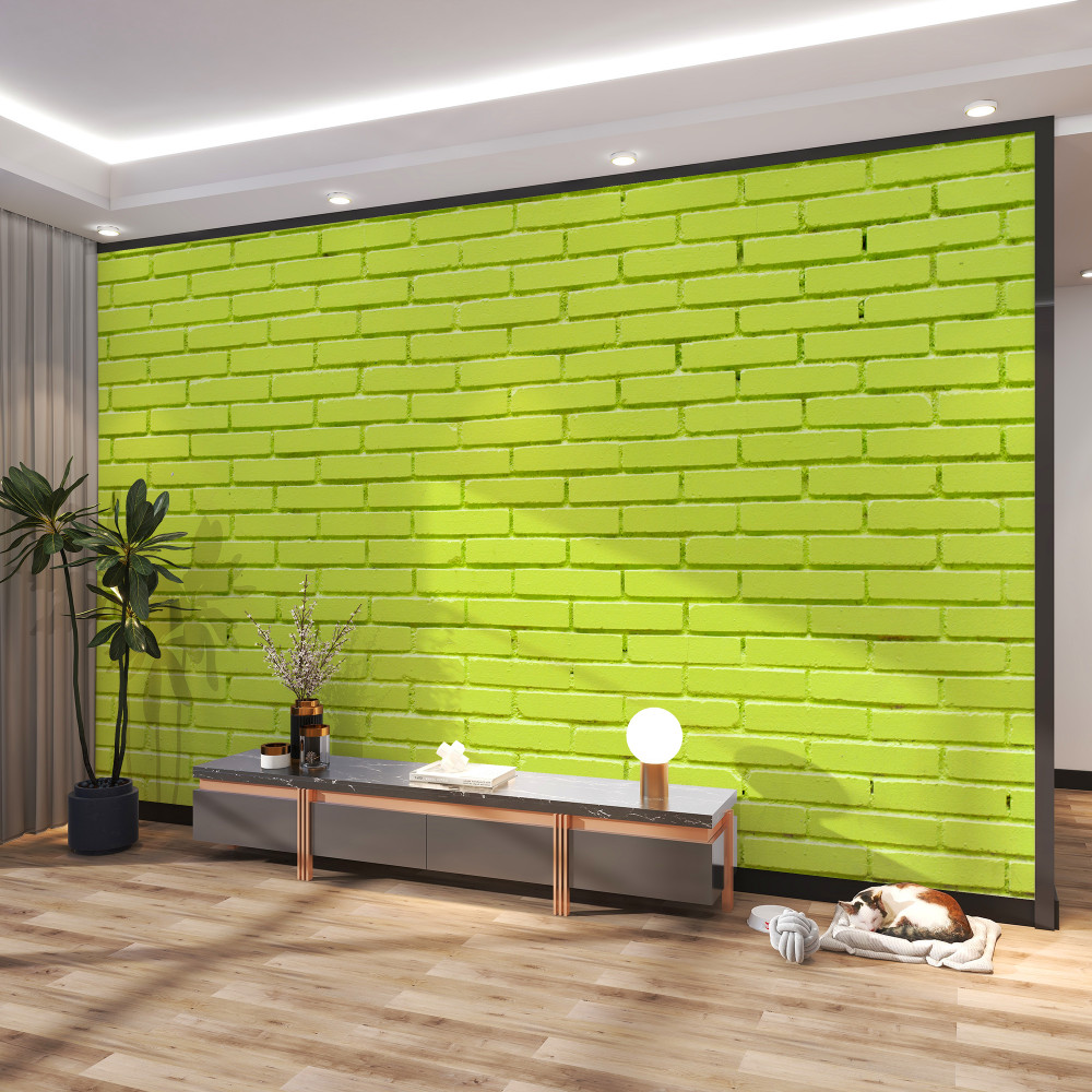 Fototapeta jasnozielony mur z cegły