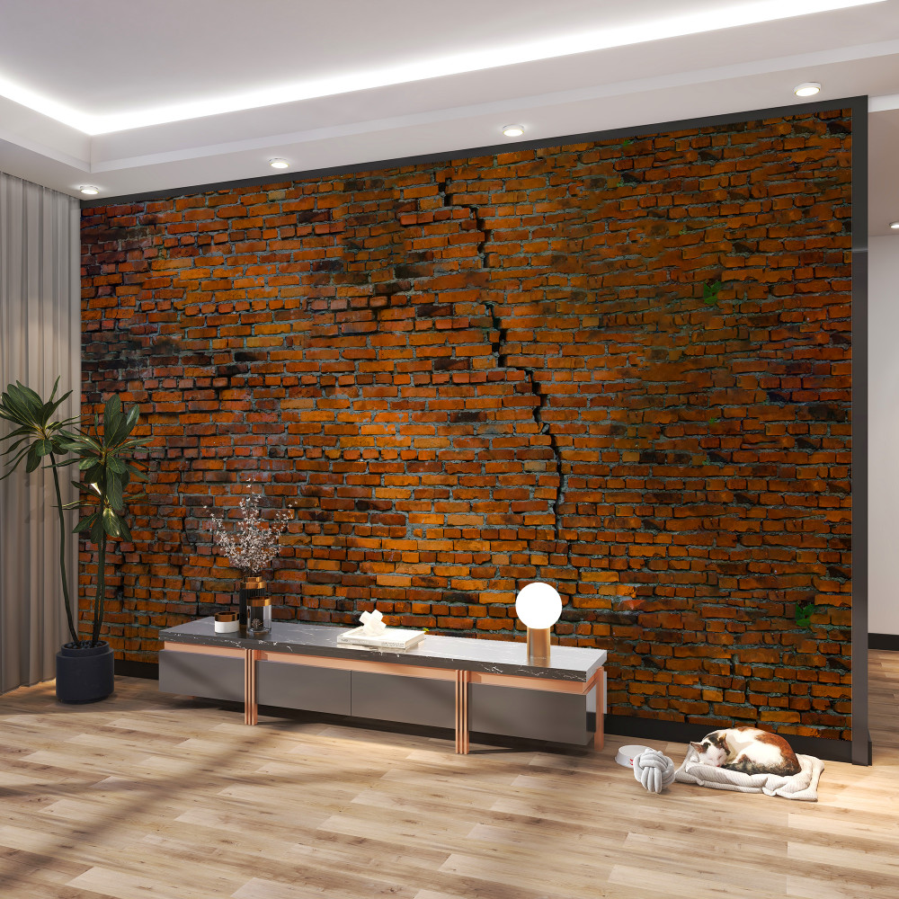 Fototapeta duże pęknięcie w ceglanej ścianie