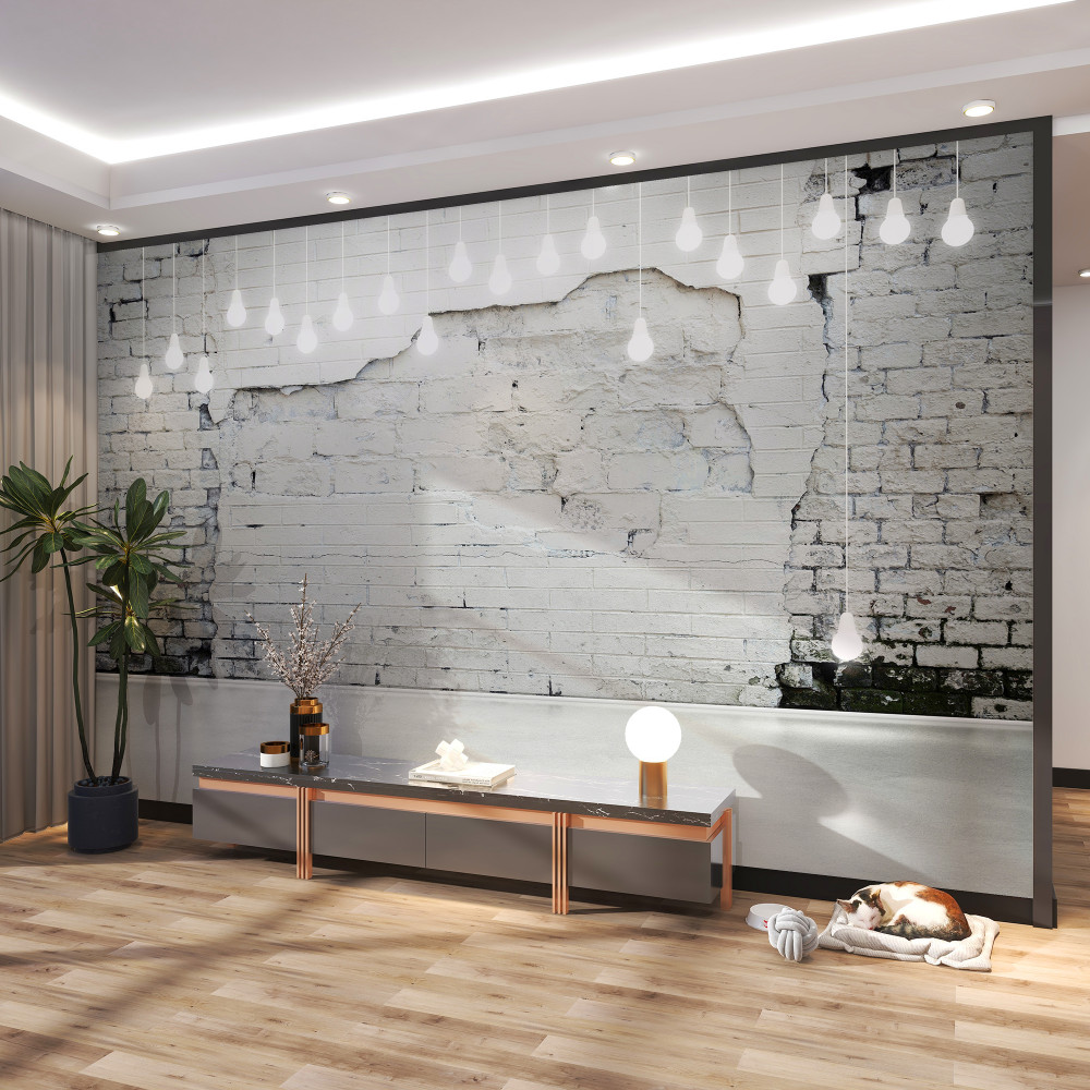 Fototapeta żarówki na tle białego muru