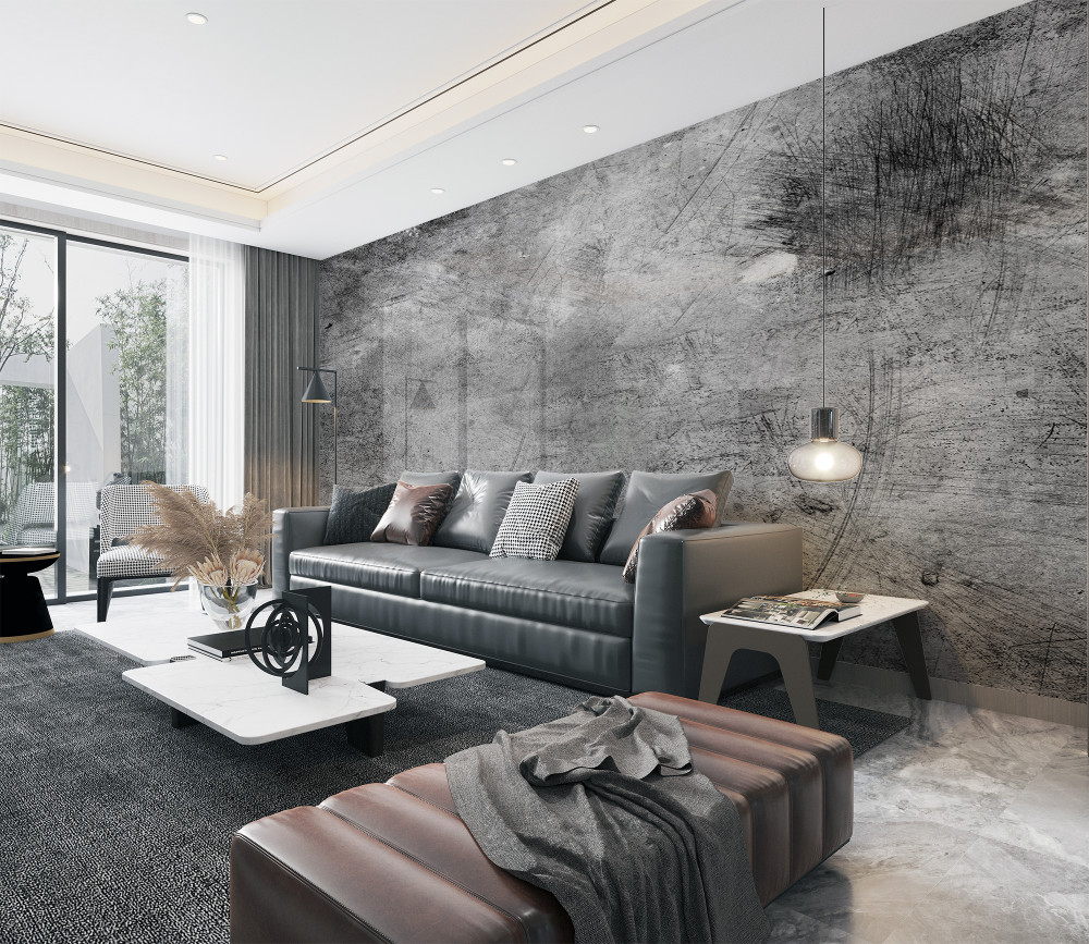 Fototapeta zbliżenie szarej, porysowanej ściany