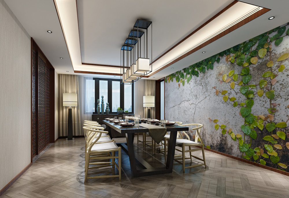 Fototapeta zielone i żółte liście na szarym tle