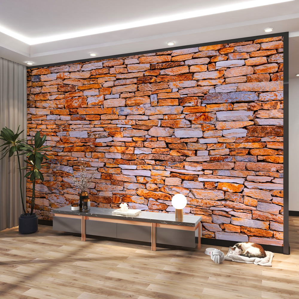 Fototapeta podłużna ściana z brązowego kamienia