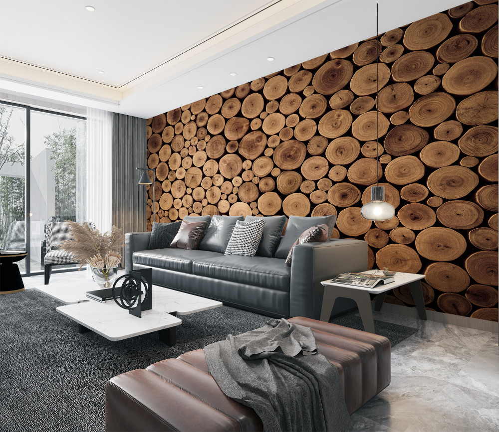 Fototapeta schludne okrągłe kłody drzew