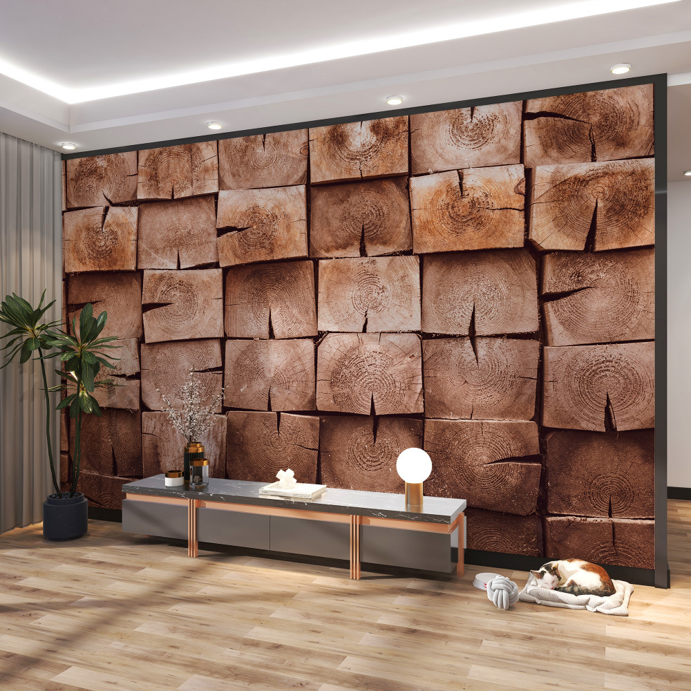 Fototapeta stos drewnianych belek