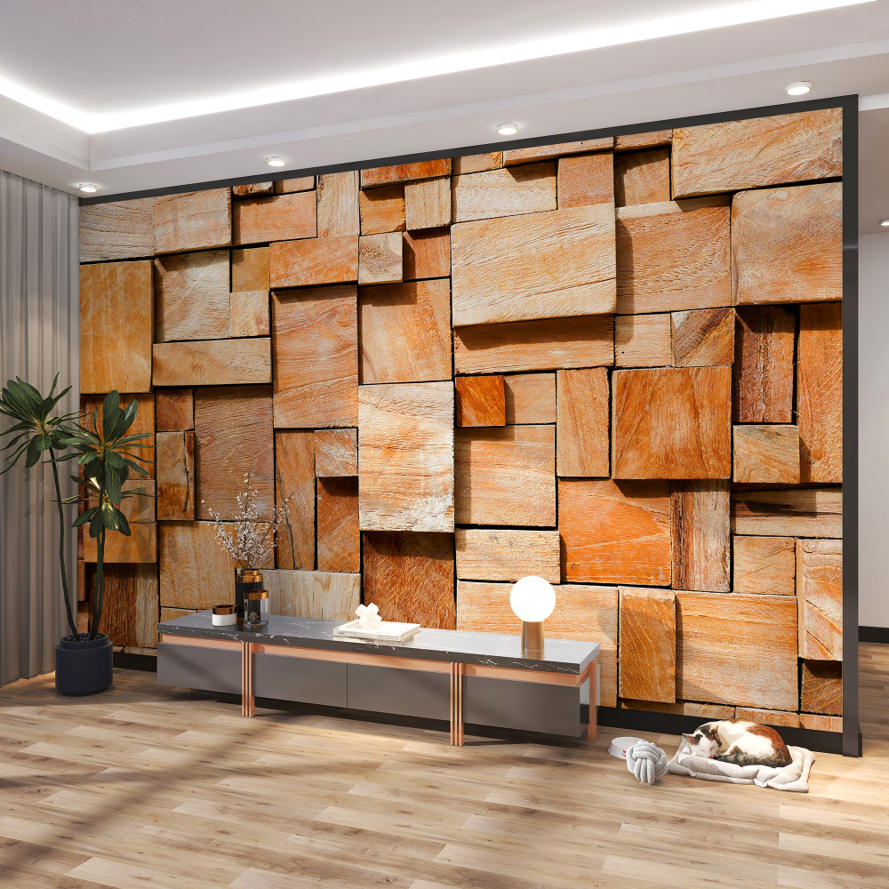 Fototapeta panel wykonany z kawałków drewna