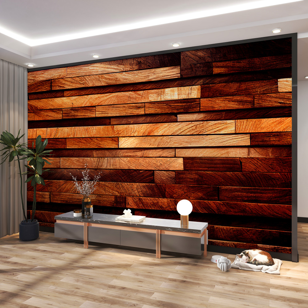 Fototapeta ściana z drewnianych belek