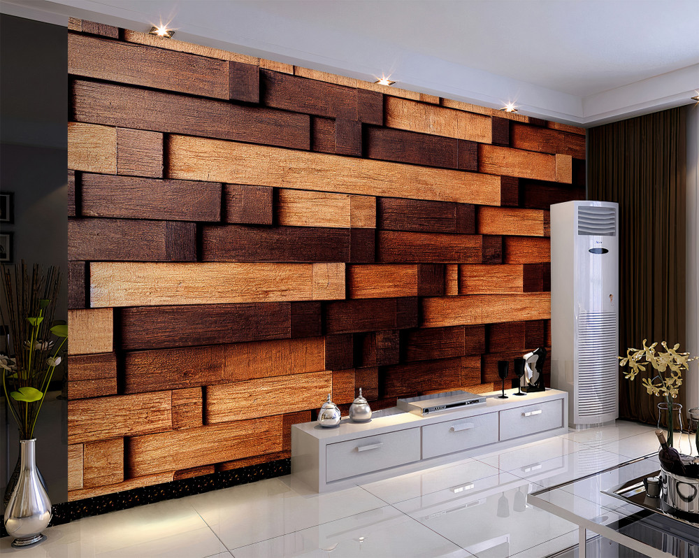 Fototapeta ściana wykonana z ciemnych i jasnobrązowych drewnianych belek