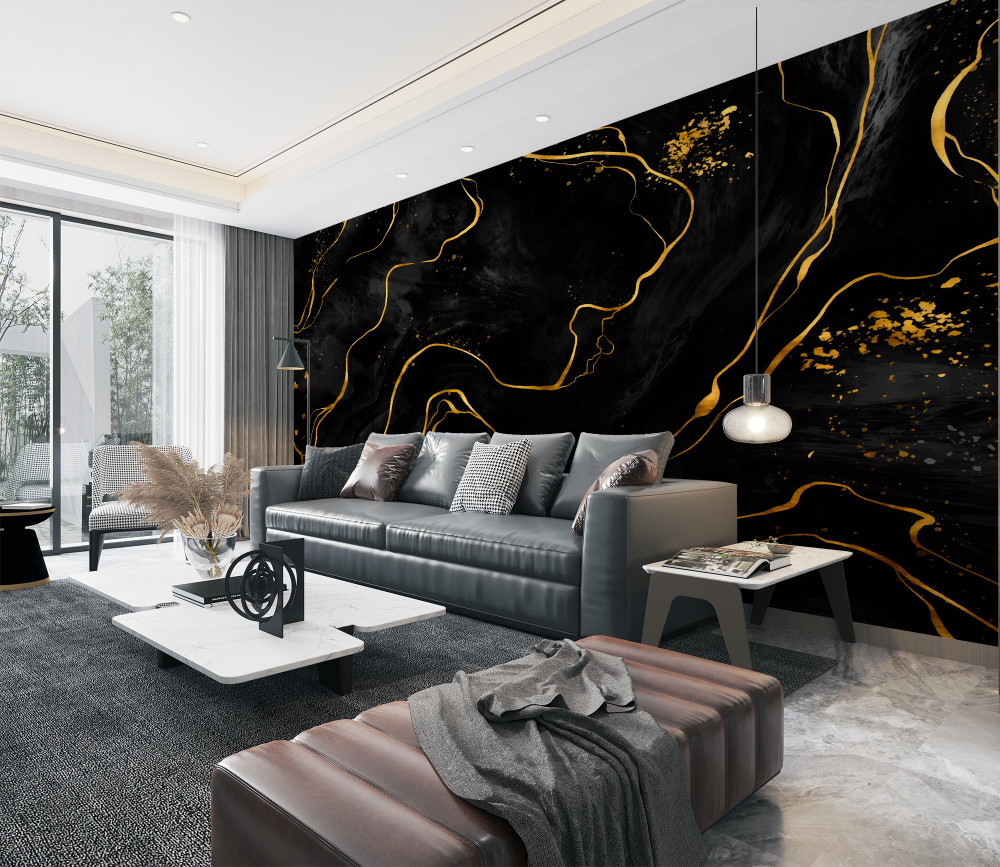 Fototapeta czarne i złote marmurowe tło