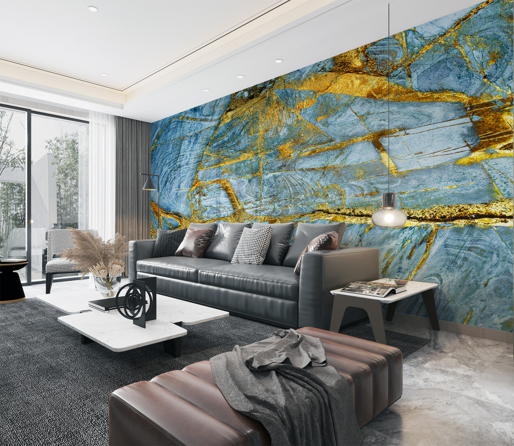 Fototapeta cięty na niebiesko ze złotem