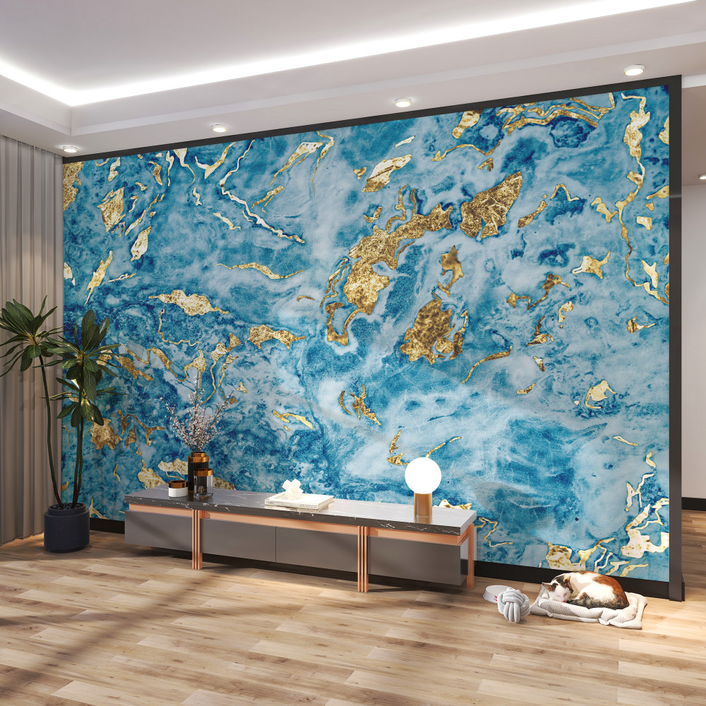 Fototapeta niebieski marmur ze złotem