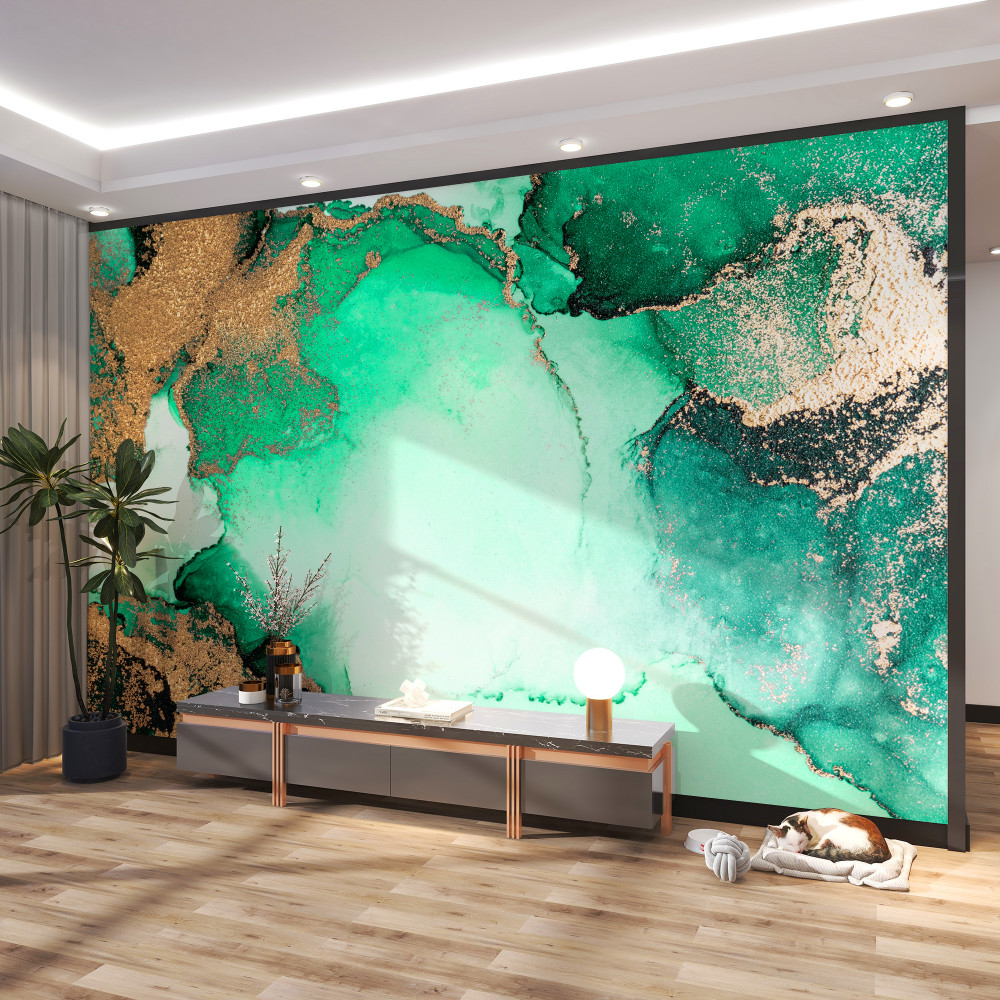 Fototapeta zielone złoto streszczenie tło