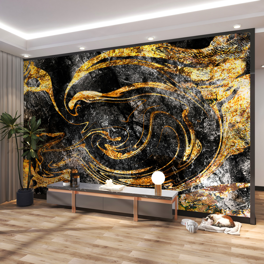 Fototapeta luksusowa tekstura marmuru w kolorze czarno-złotym