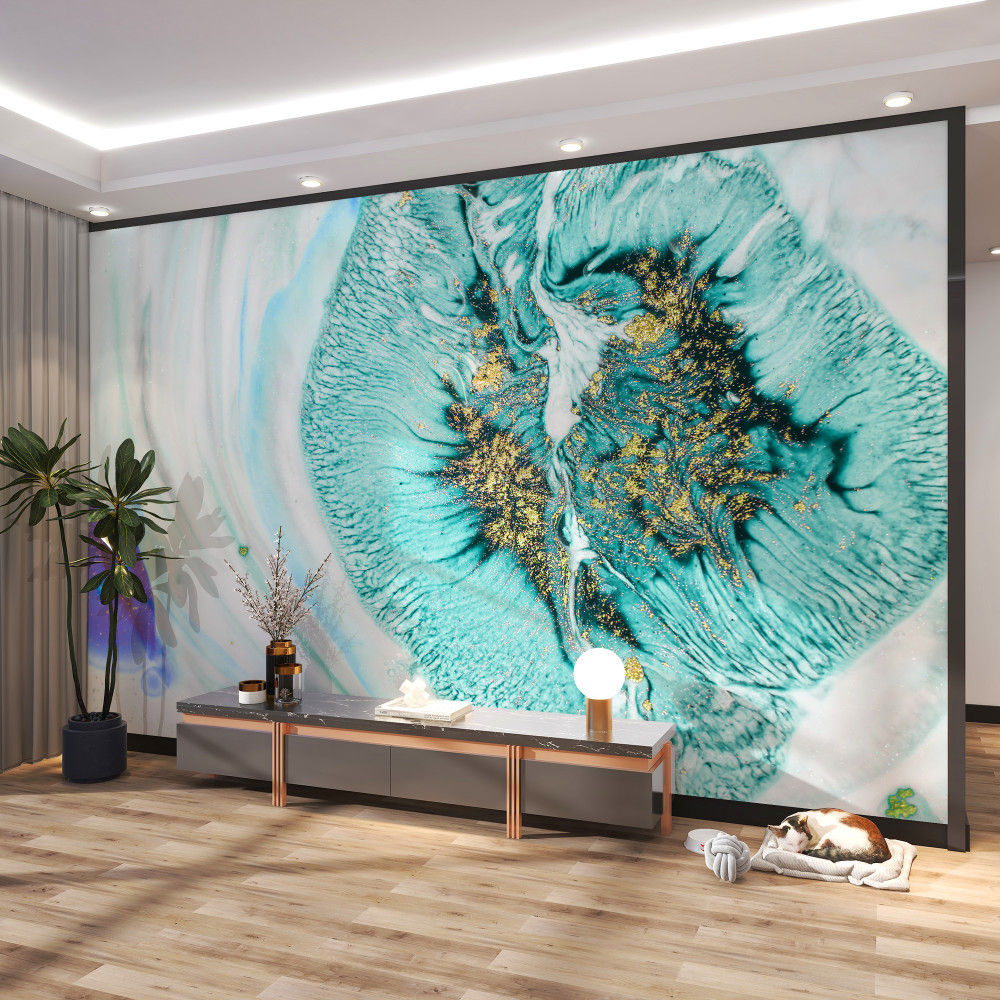 Fototapeta turkusowa abstrakcyjna akwarela