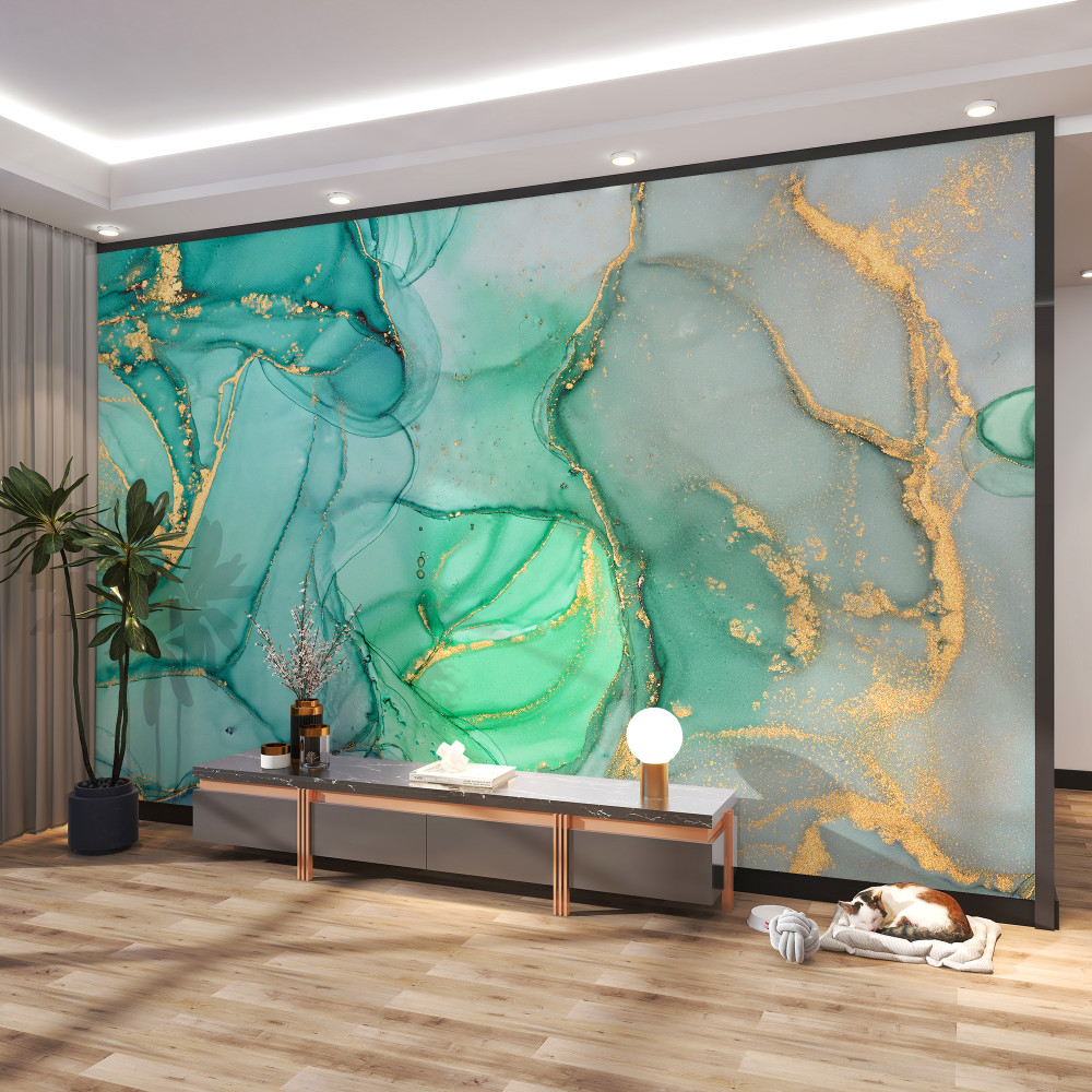 Fototapeta abstrakcyjny szmaragd ze złotem