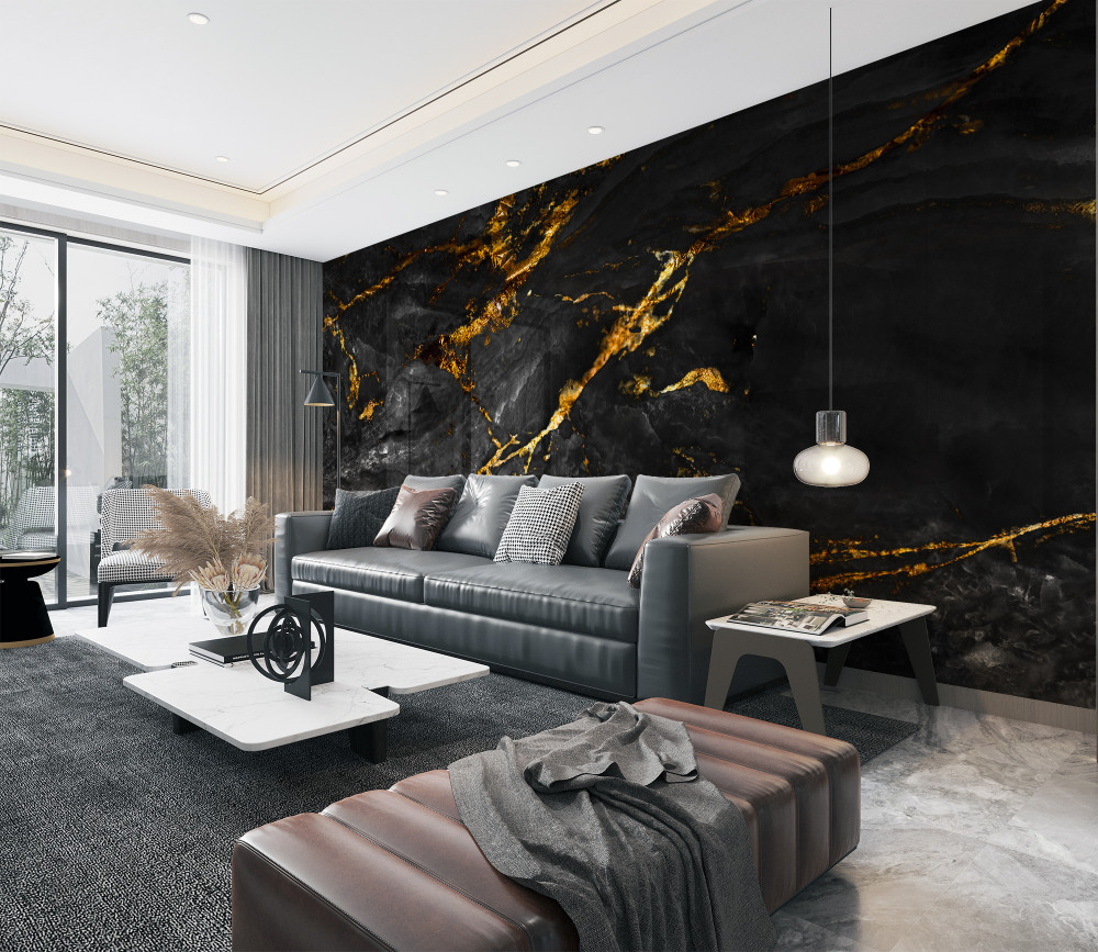 Fototapeta marmur czarny i złoty