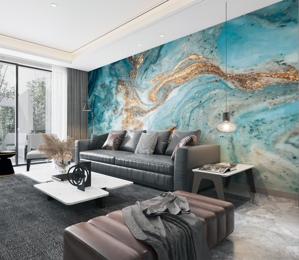 Fototapeta niebieskie i złote wibracje