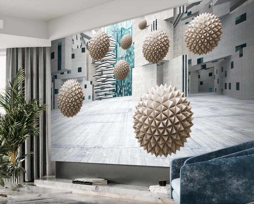 Fototapeta pływające kule z brązu