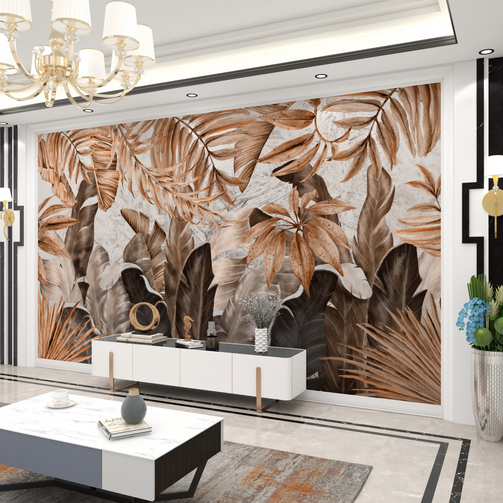 Fototapeta liście brązowe i miedziane