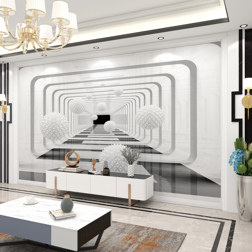 Fototapeta nieskończoność z arkadami i białymi kulkami