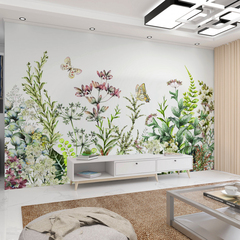 Fototapeta motyl na kwiatach łąki