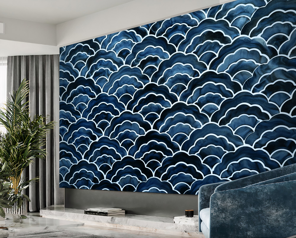 Fototapeta gładkie fale morza w nocy