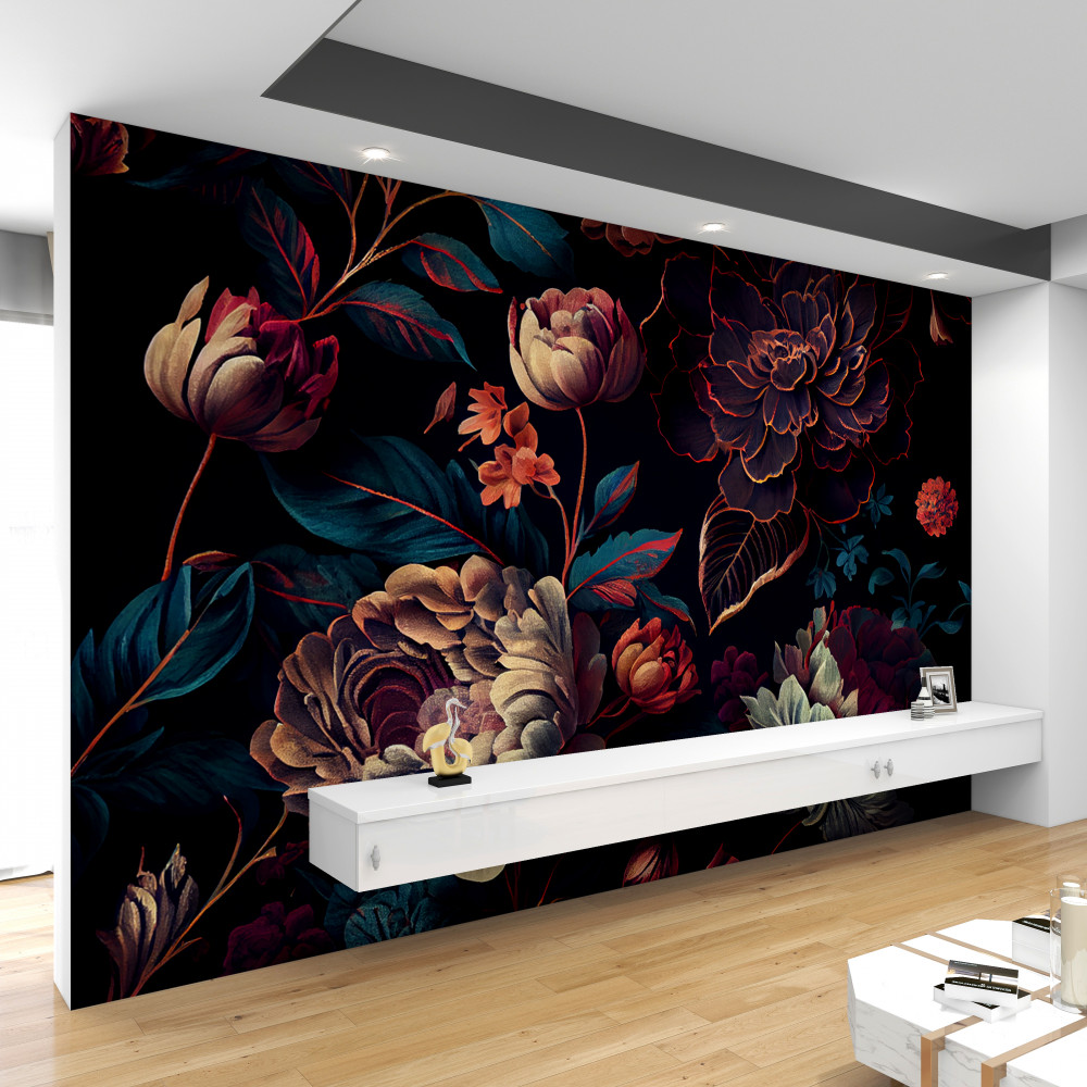 Fototapeta ładne połączenie ciemnych kwiatów