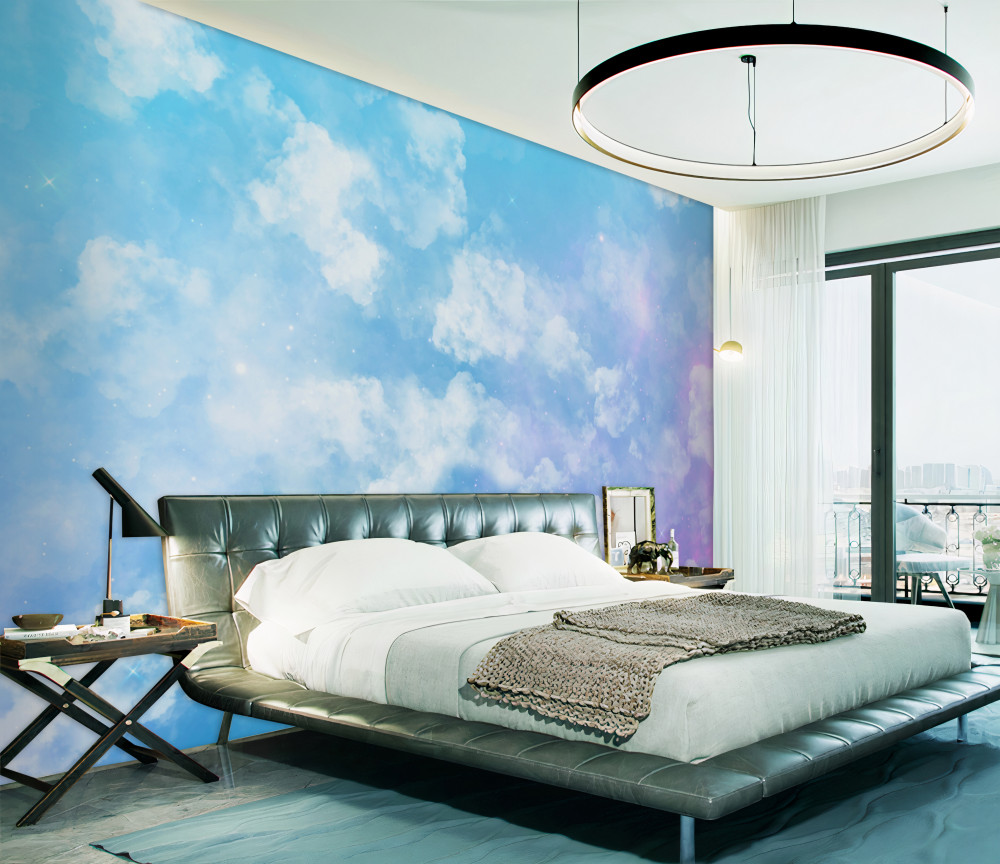 Fototapeta jasne niebo z białymi chmurami