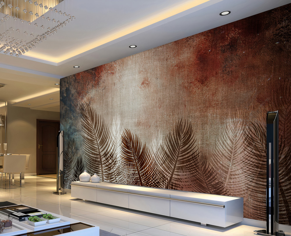 Fototapeta puszyste liście palm w jesiennych odcieniach