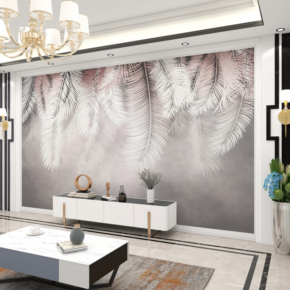 Fototapeta błyszczące, puszyste białe liście palmowe