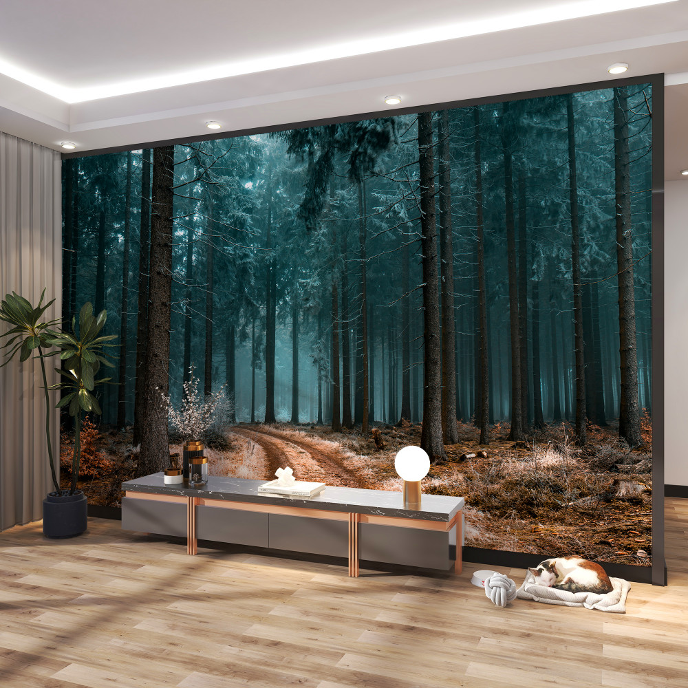 Fototapeta kochanie w gęstym lesie mgły