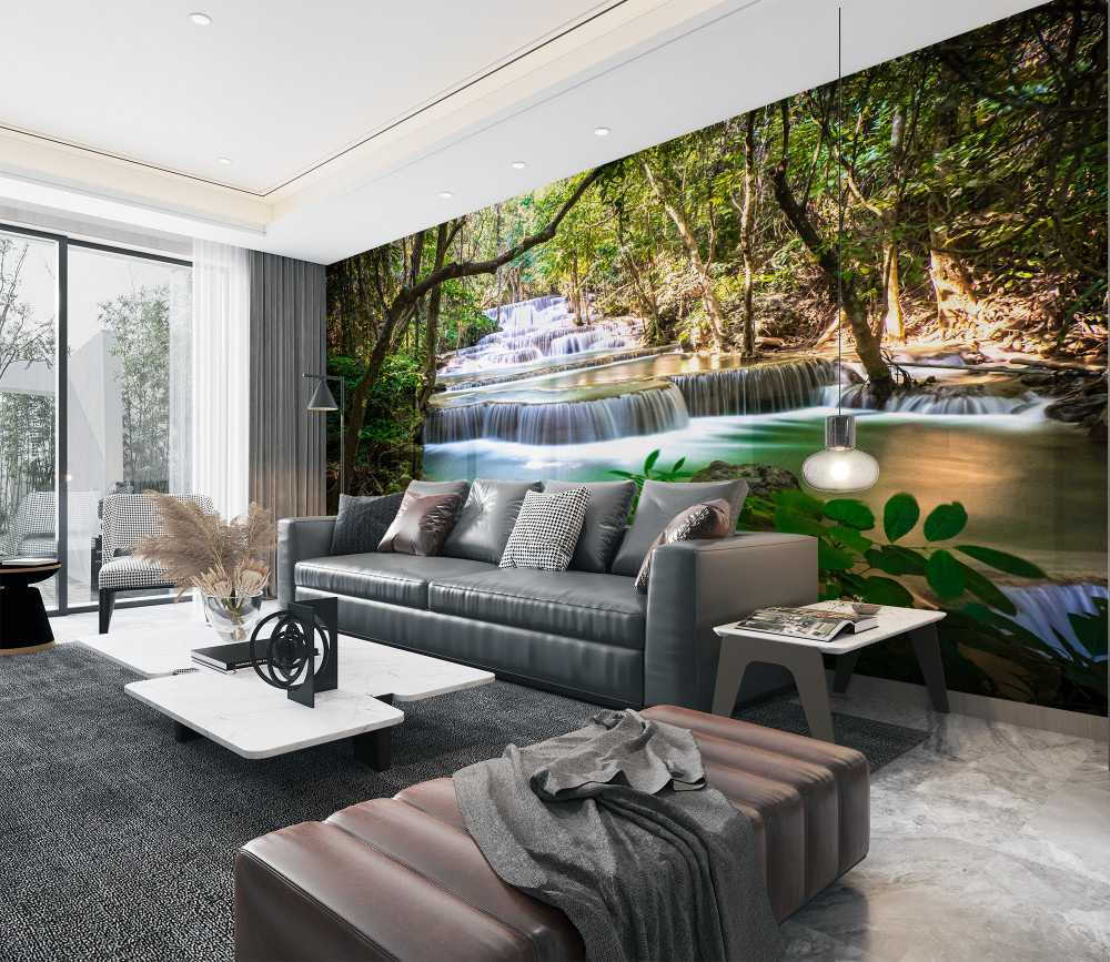 Fototapeta leśne wodospady o świcie