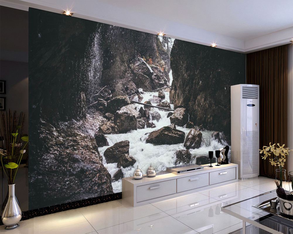 Fototapeta potężny górski wodospad wśród skał