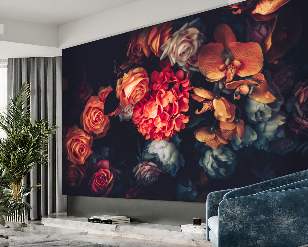 Fototapeta vintage jesienna kompozycja kwiatowa