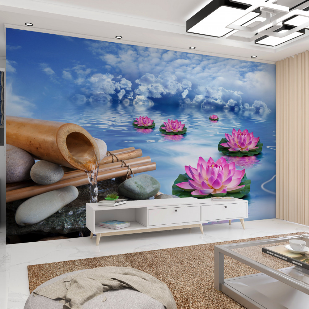 Fototapeta fioletowe lotosy na wodzie