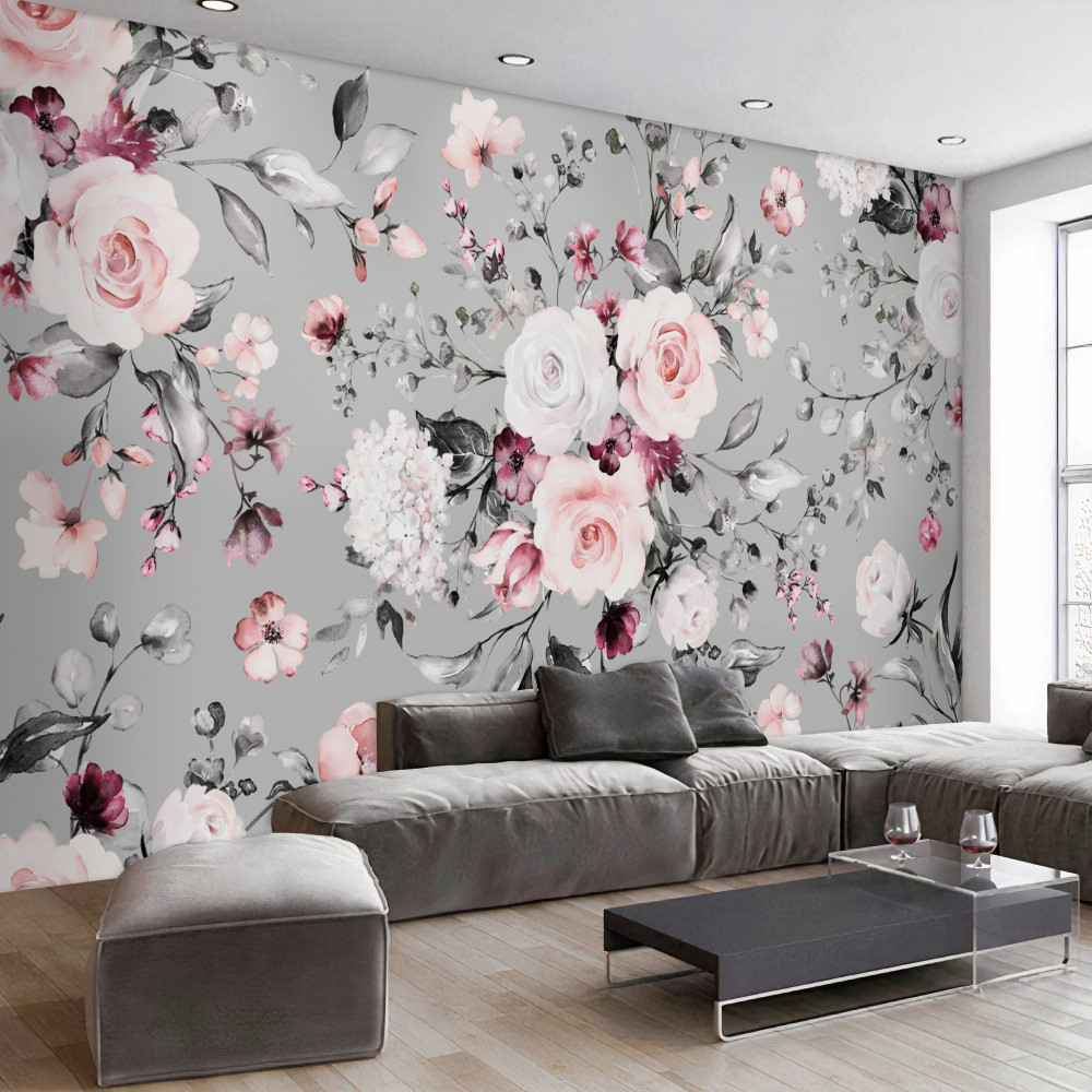 Fototapeta blade róże na szarym tle