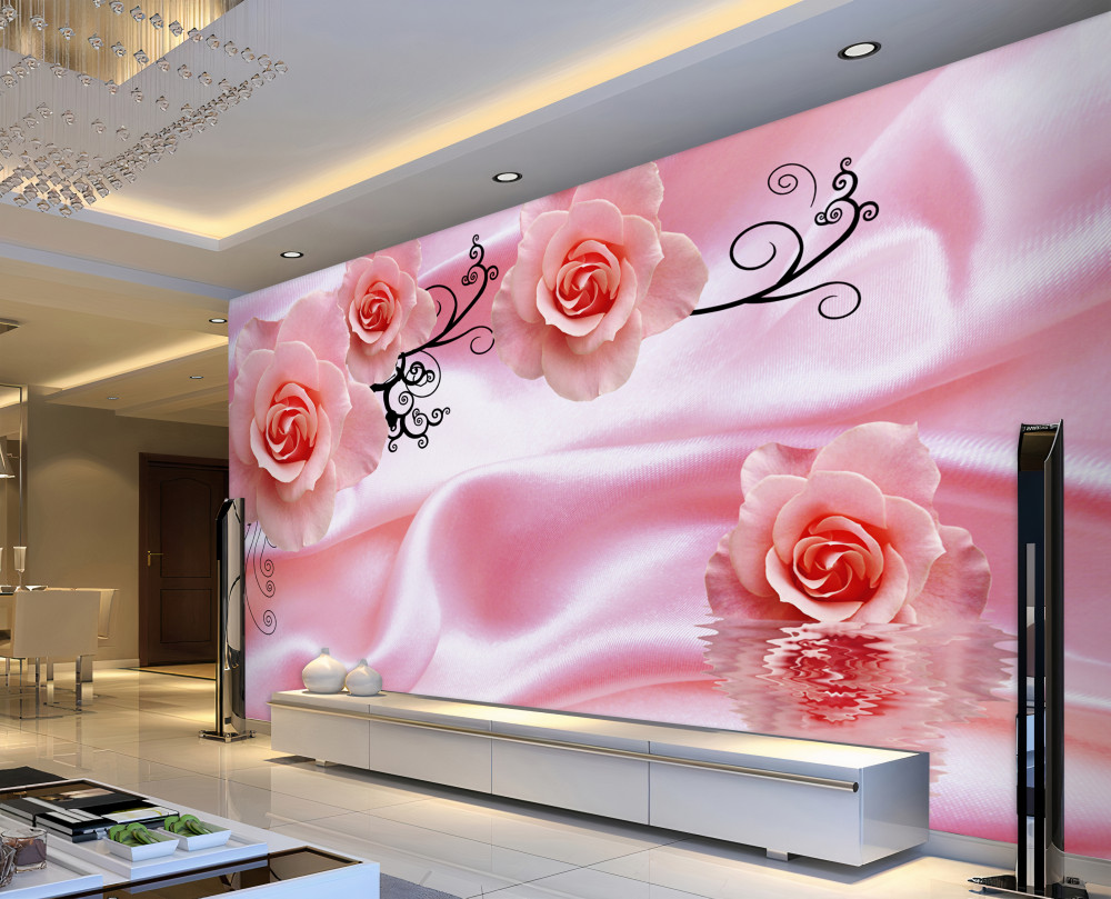 Fototapeta delikatne różowe róże na różowym jedwabiu