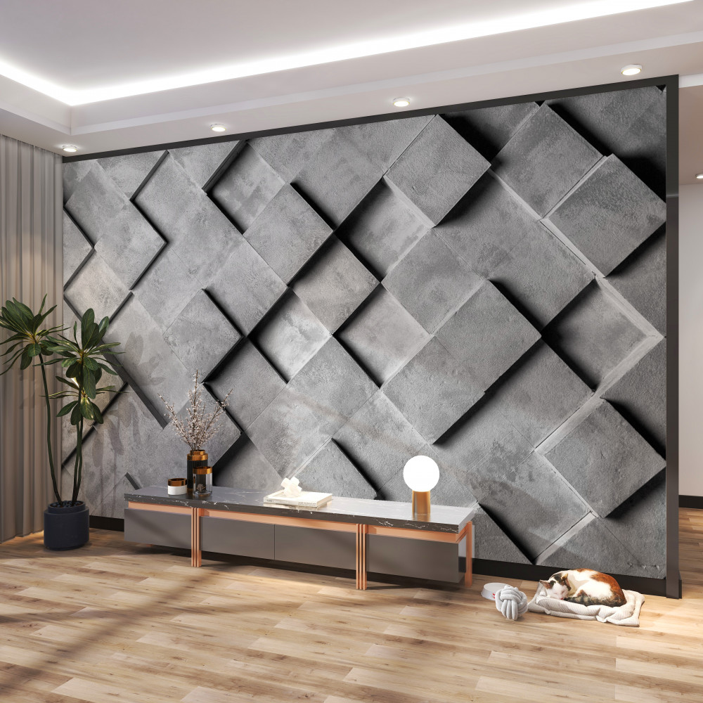 Fototapeta 3D szare prostokąty