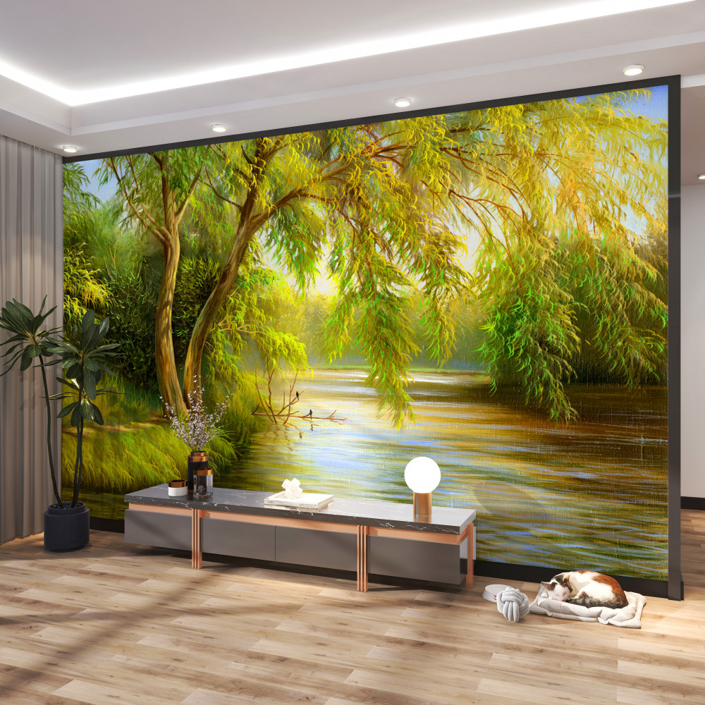 Fototapeta letnia wierzba płacząca nad wodą
