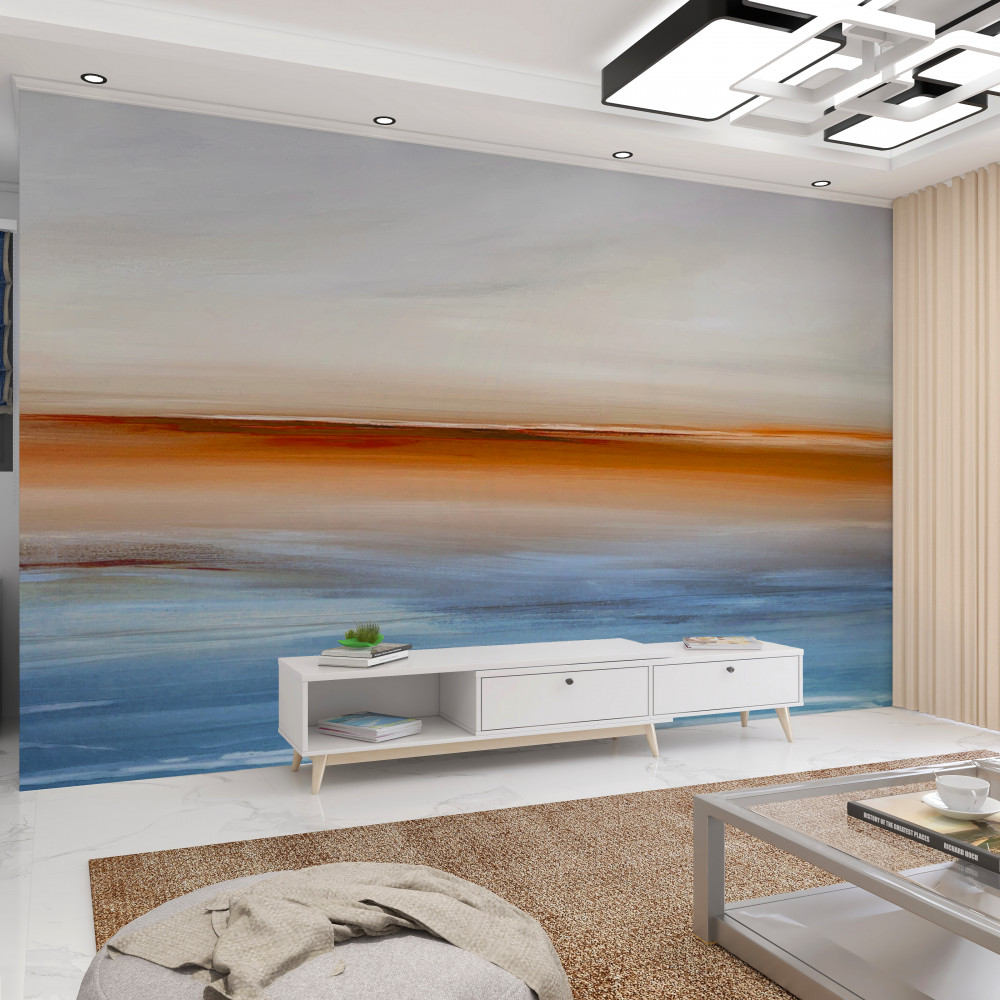 Fototapeta zachód słońca nad spokojną rzeką