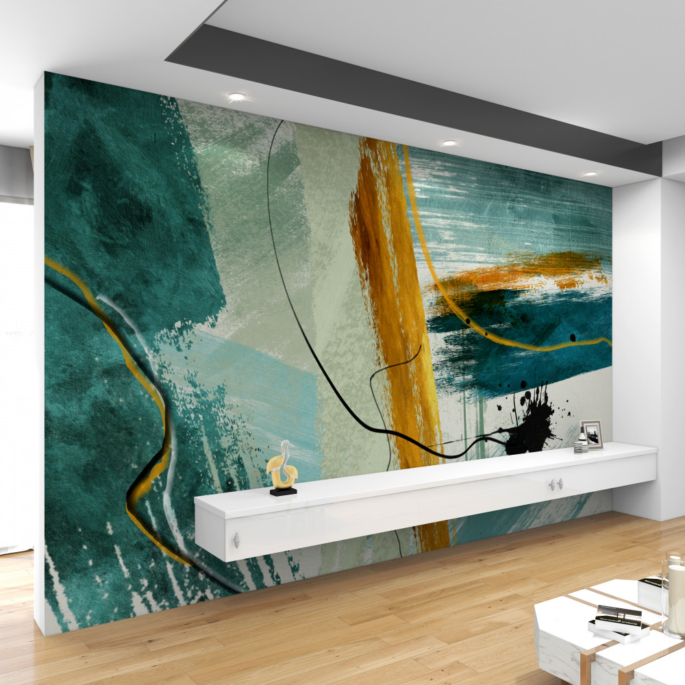 Fototapeta nowoczesna abstrakcja na niebieskim tle