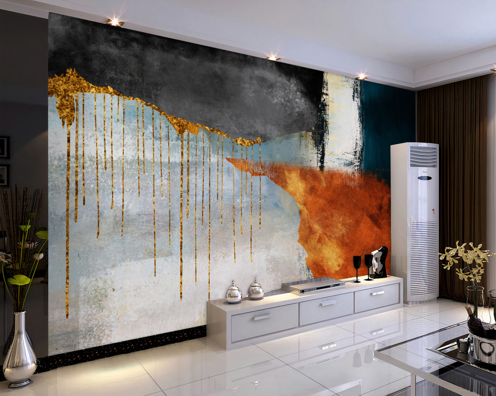 Fototapeta kolorowe farby ze złotymi paskami