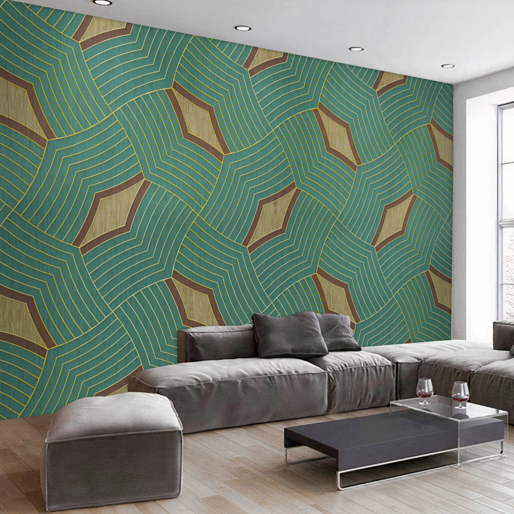 Fototapeta gładkie linie na niebieskim tle