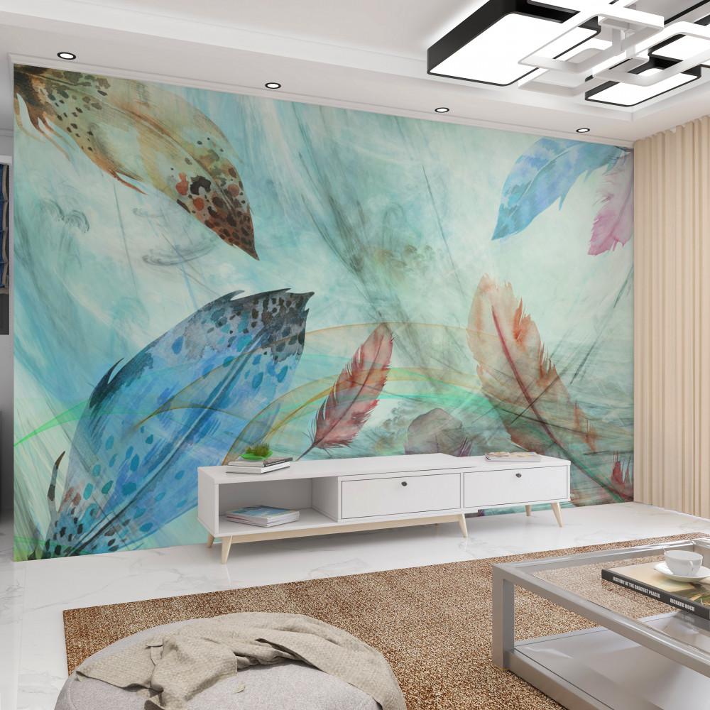 Fototapeta akwarela z jasnym piórkiem