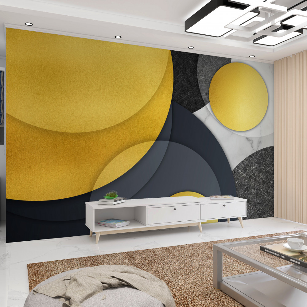 Fototapeta złote kule unoszące się w powietrzu