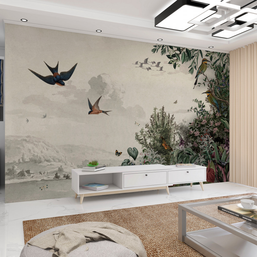 Fototapeta ptaki szukające schronienia podczas deszczu