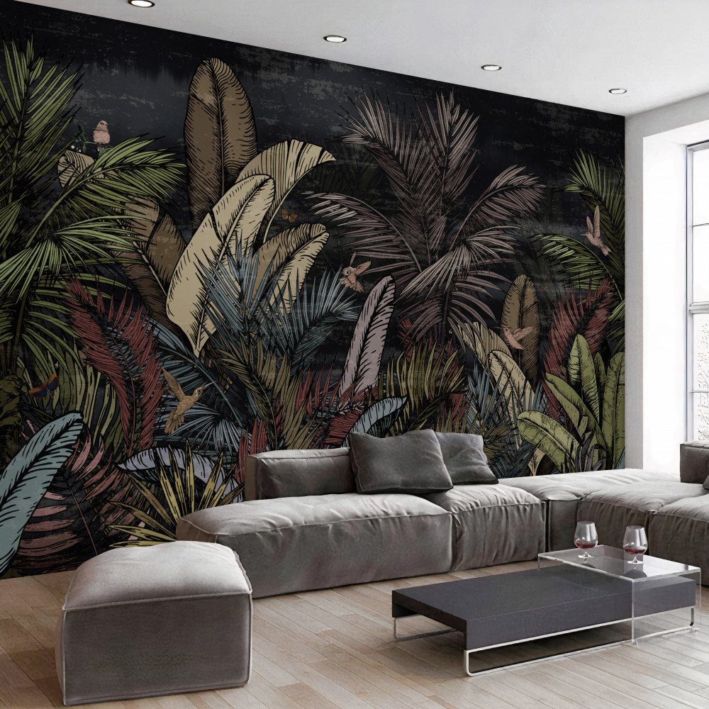 Fototapeta rośliny tropikalne o zmroku