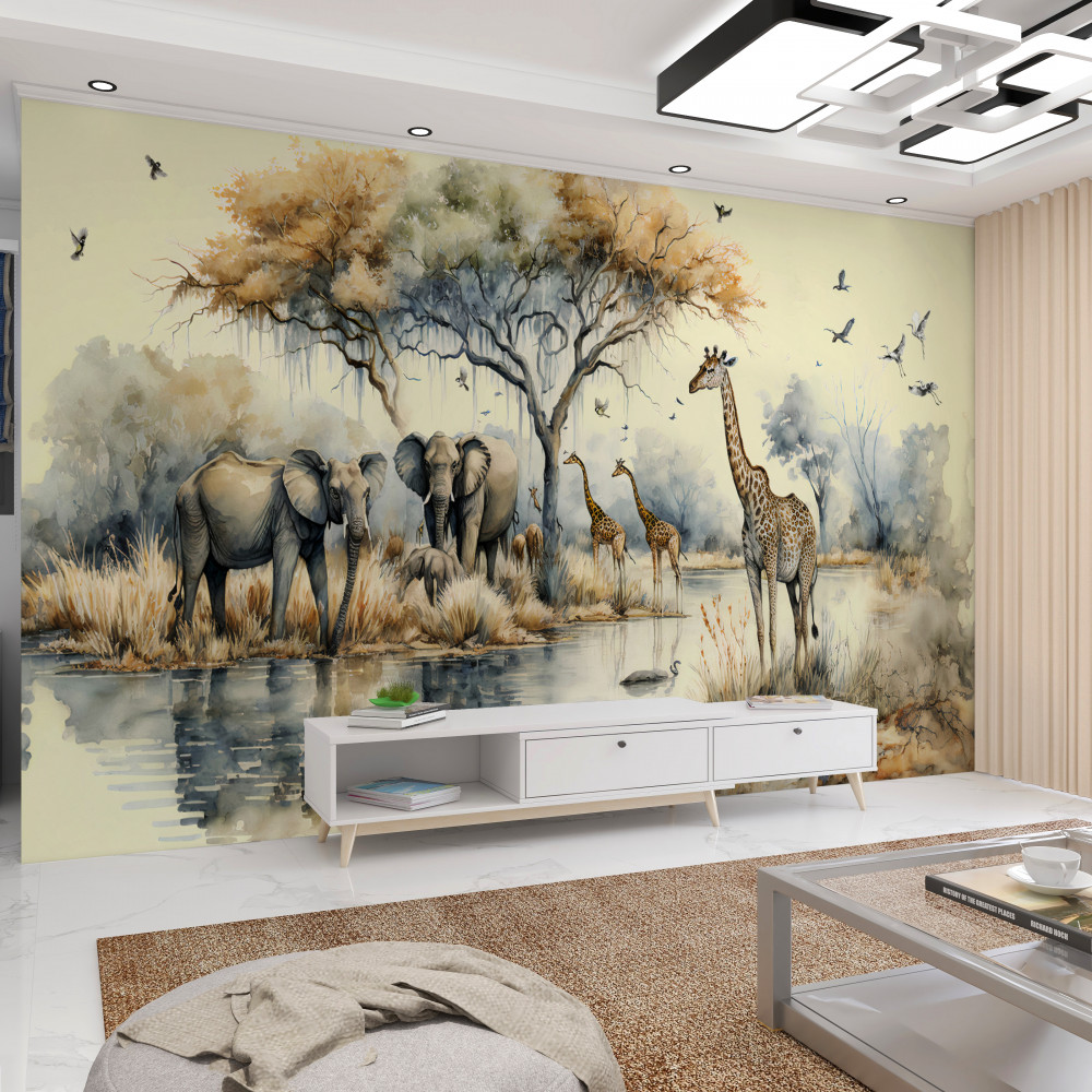 Fototapeta Afrykańskie zwierzęta przy wodopoju